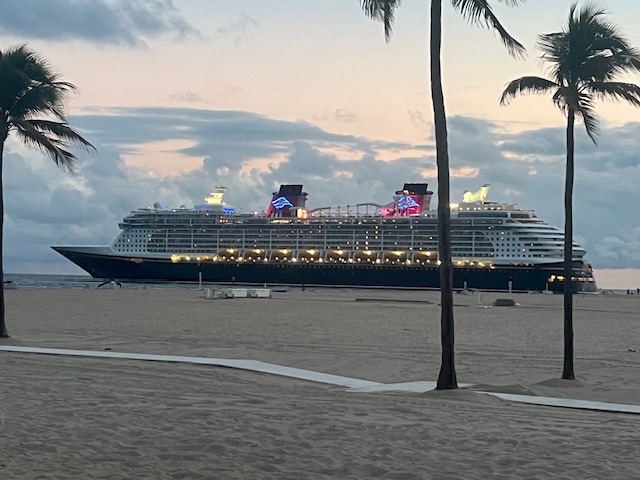 cruise ship at dusk port everglades