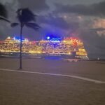 cruise ship lit up at night fort lauderdale beach
